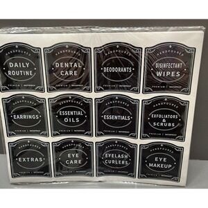 Tebery 180 PCS Black Bathroom Household Jars Pots Makeup Labels Label Stickers